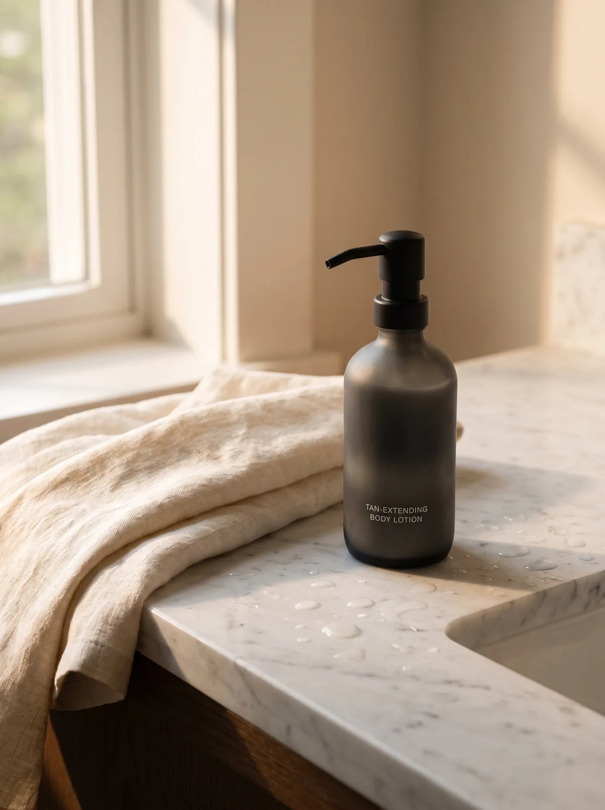 Crème et serviette prêtes pour les soins après un spray tan GLOW17